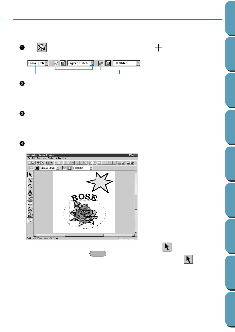 Adding broken lines for drawing the sun rays, Step 12 | Brother PE-DESIGN Ver.432 User Manual | Page 47 / 224