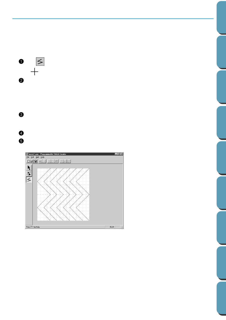 Step 3 drawing lines to edit the programmed stitch, Drawing lines to edit the programmed stitch, Step 3 | Brother PE-DESIGN Ver.432 User Manual | Page 56 / 224