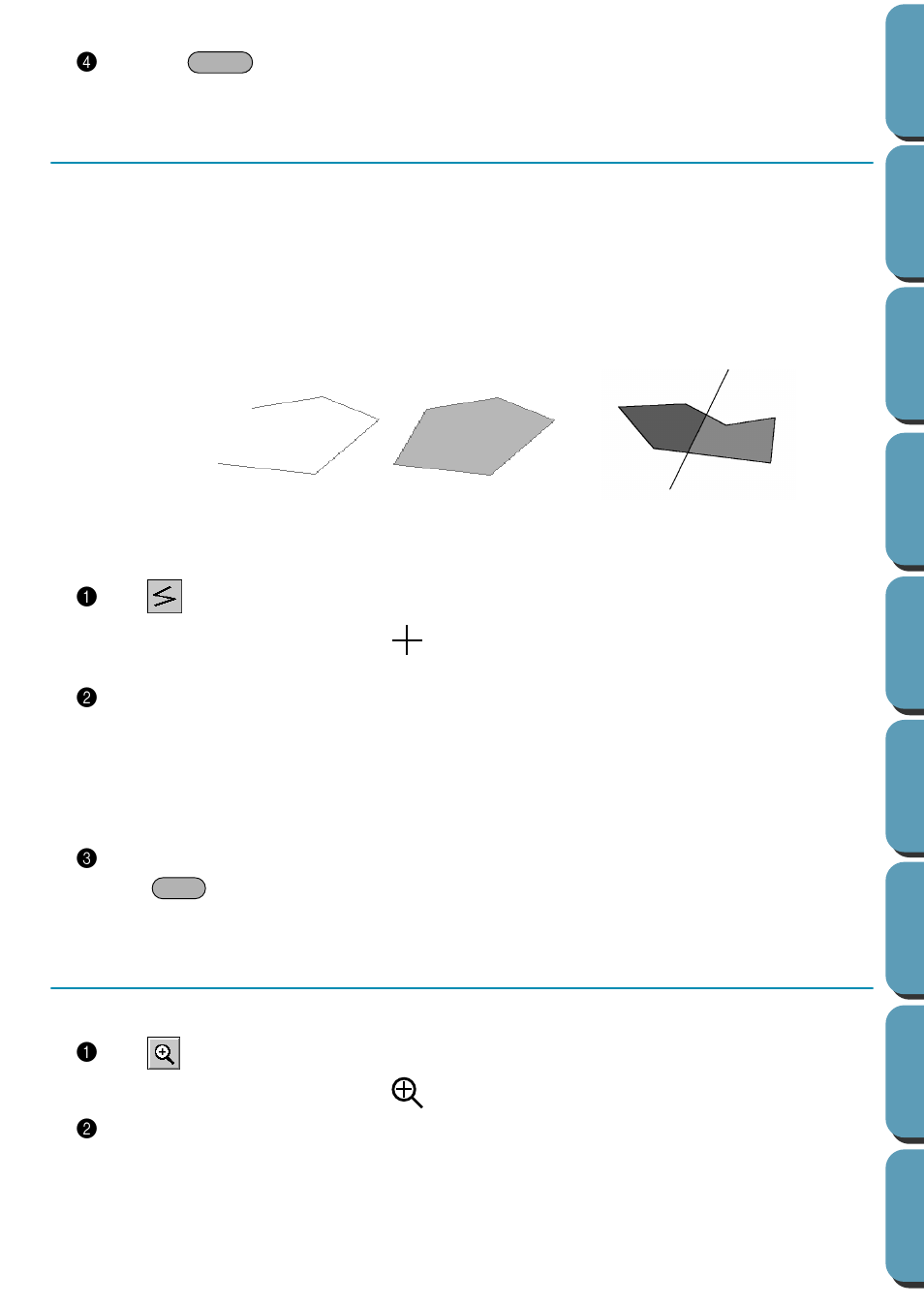 Line drawing mode, Drawing a broken line, Zoom-in mode | Drawing a broken line 1 | Brother PE-DESIGN Ver.432 User Manual | Page 72 / 224