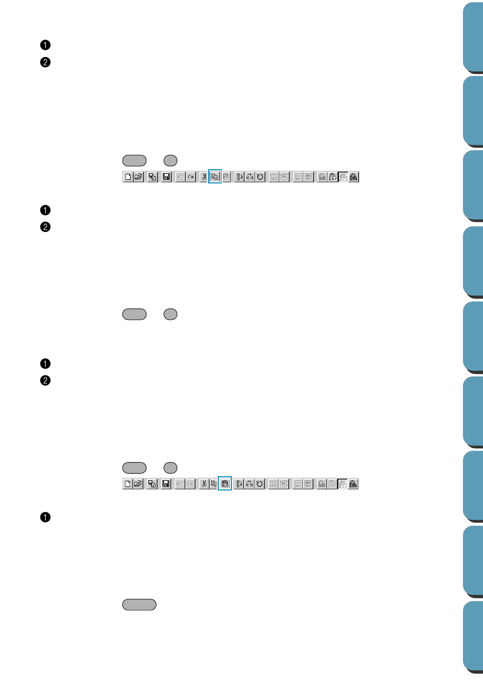 Copy, Duplicate, Paste | Delete, Copy • duplicate • paste • delete | Brother PE-DESIGN Ver.432 User Manual | Page 89 / 224