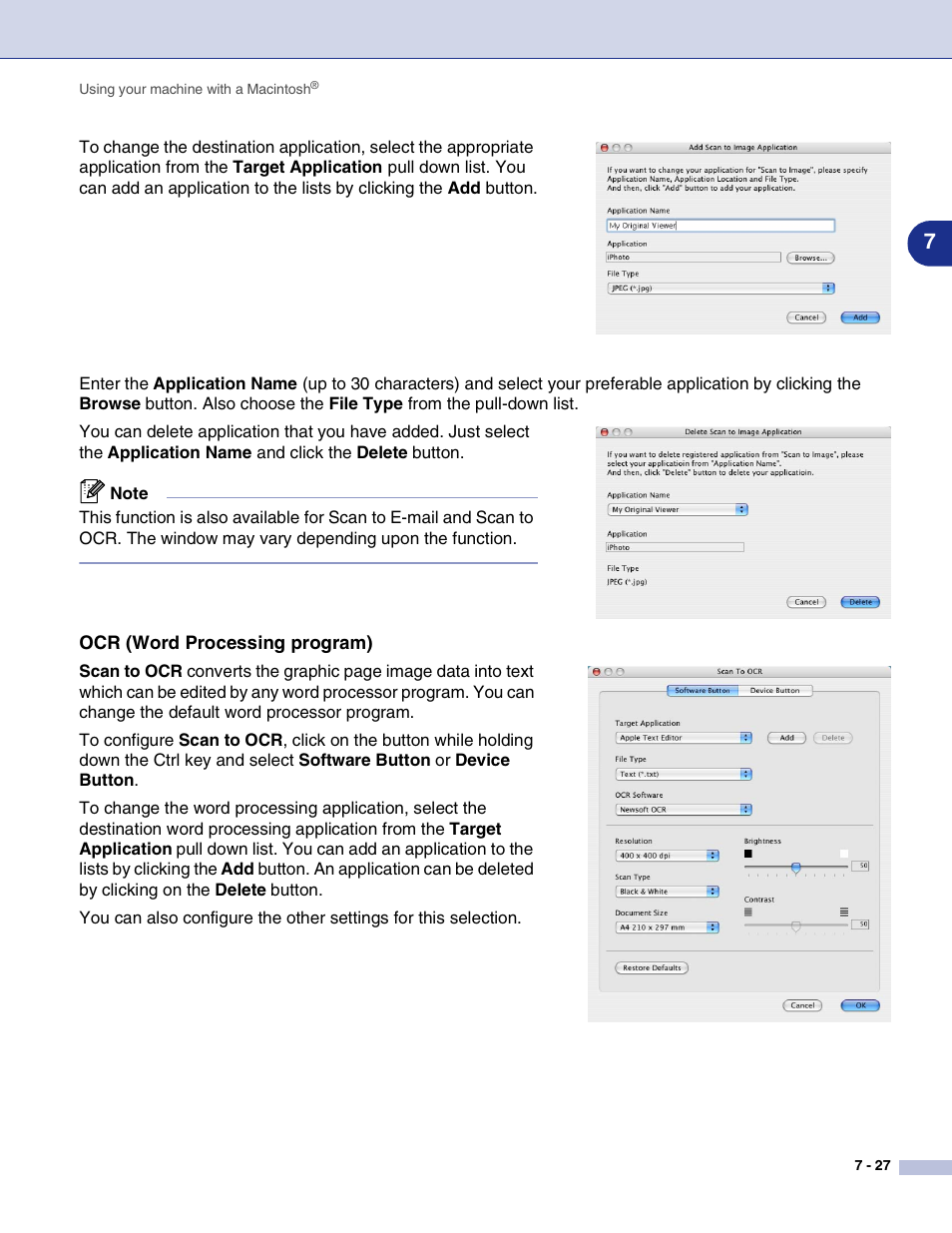 Ocr (word processing program) | Brother MFC-7820N User Manual | Page 104 / 115