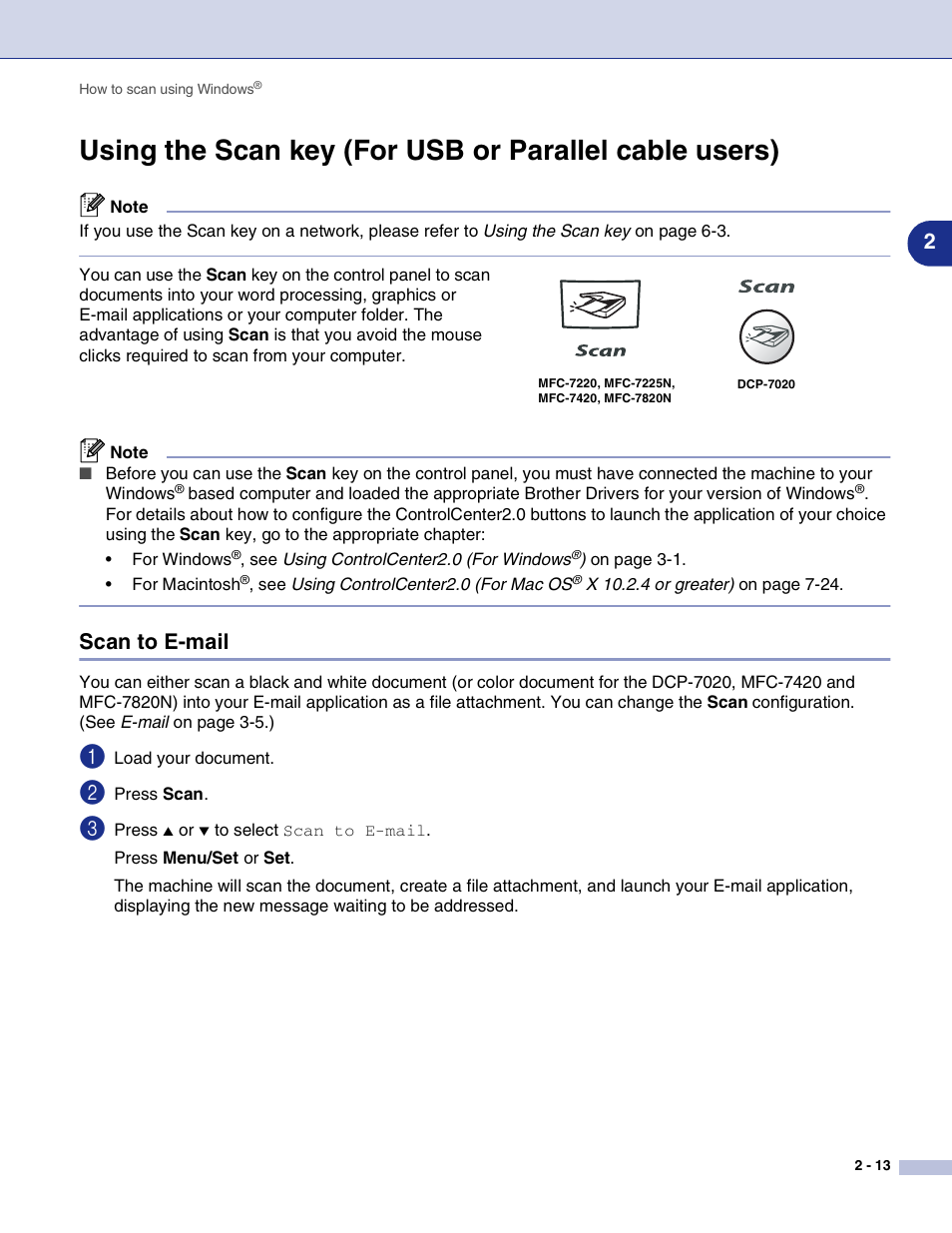 Scan to e-mail, Scan to e-mail -13 | Brother MFC-7820N User Manual | Page 38 / 115