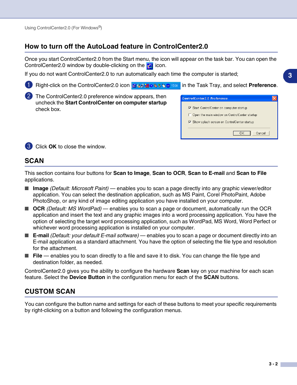 Scan, Custom scan | Brother MFC-7820N User Manual | Page 45 / 115