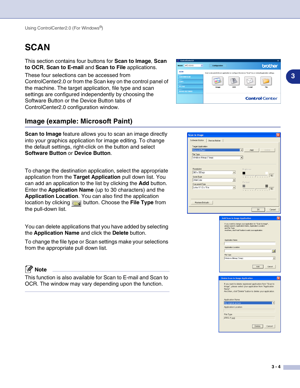 Scan, Image (example: microsoft paint), Scan -4 | Image (example: microsoft paint) -4 | Brother MFC-7820N User Manual | Page 47 / 115