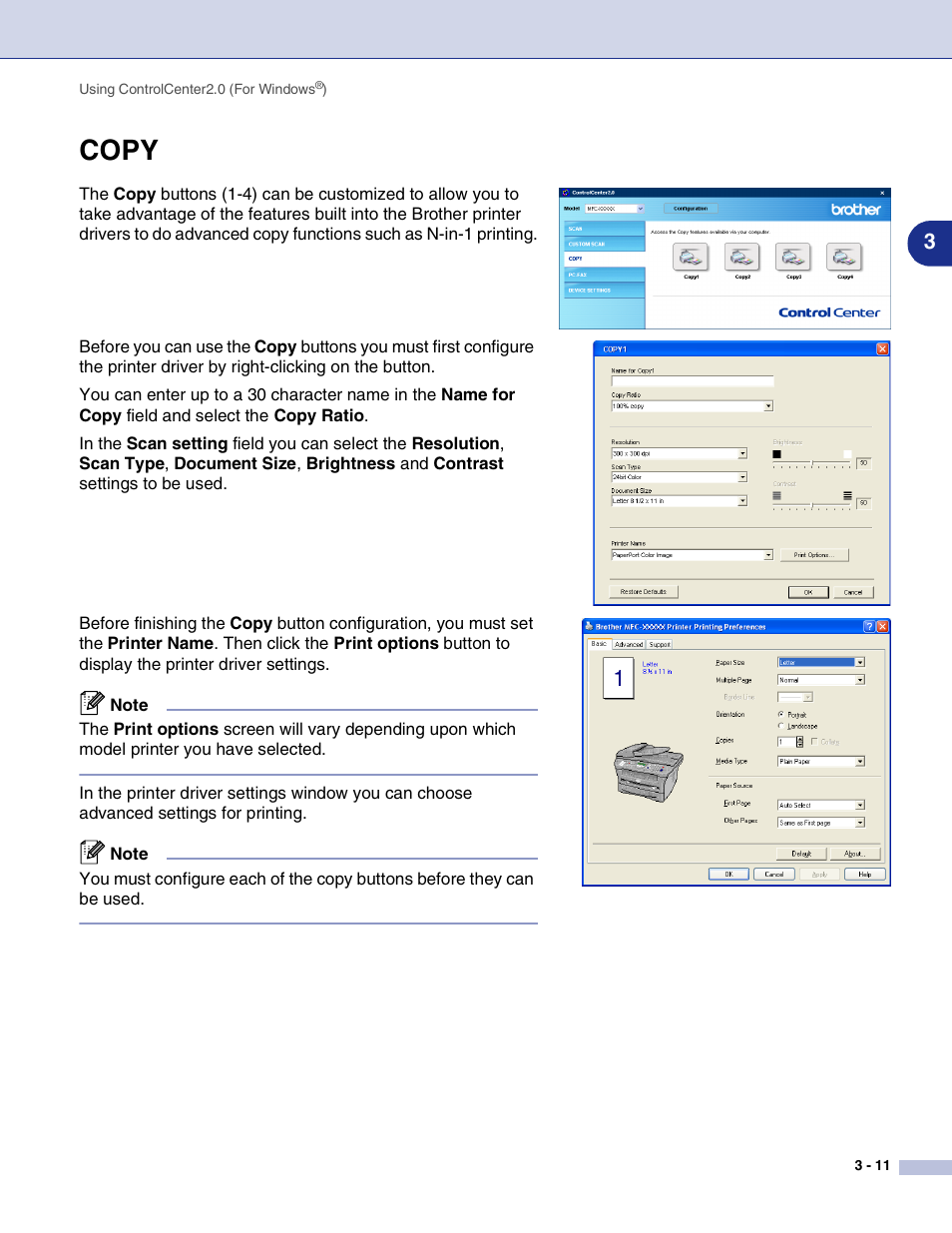 Copy, Copy -11 | Brother MFC-7820N User Manual | Page 54 / 115