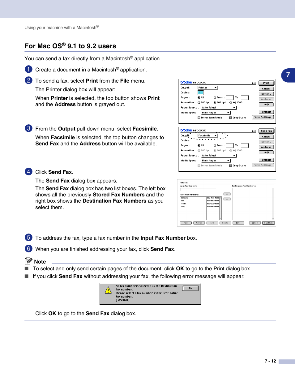 For mac os® 9.1 to 9.2 users, For mac os, 1 to 9.2 users -12 | Brother MFC-7820N User Manual | Page 89 / 115