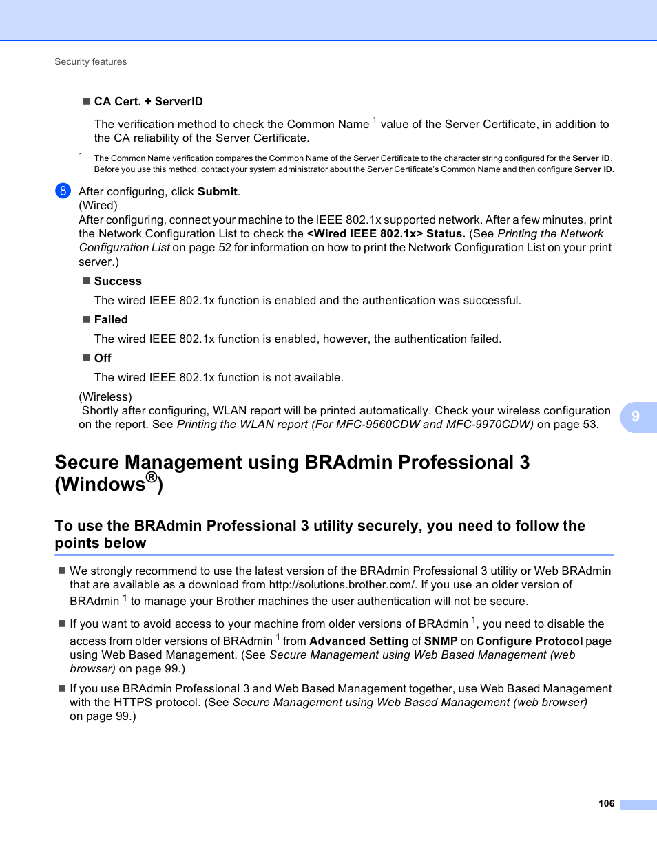 Secure management using, Bradmin professional 3 (windows | Brother MFC 9970CDW User Manual | Page 111 / 163