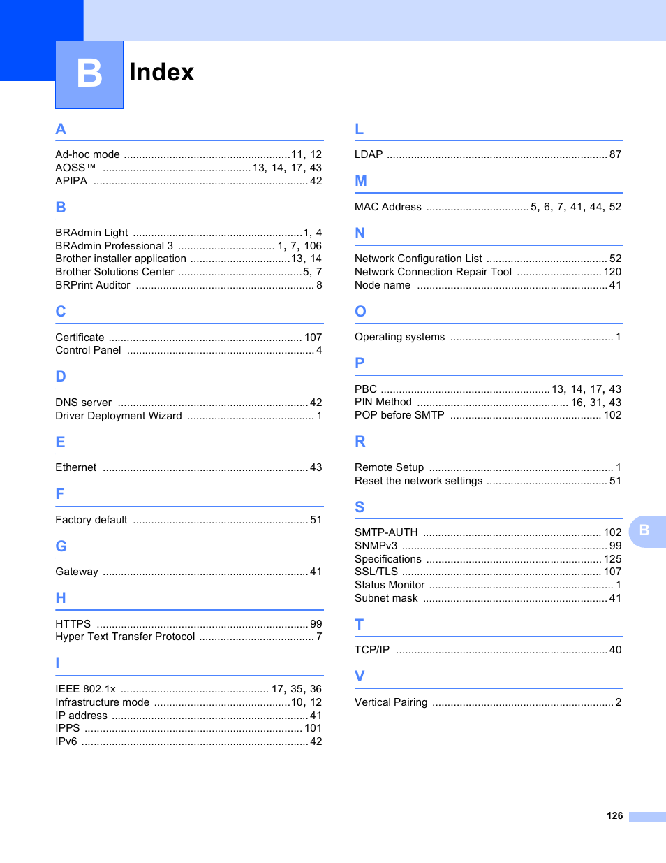 Index | Brother MFC 9970CDW User Manual | Page 131 / 163