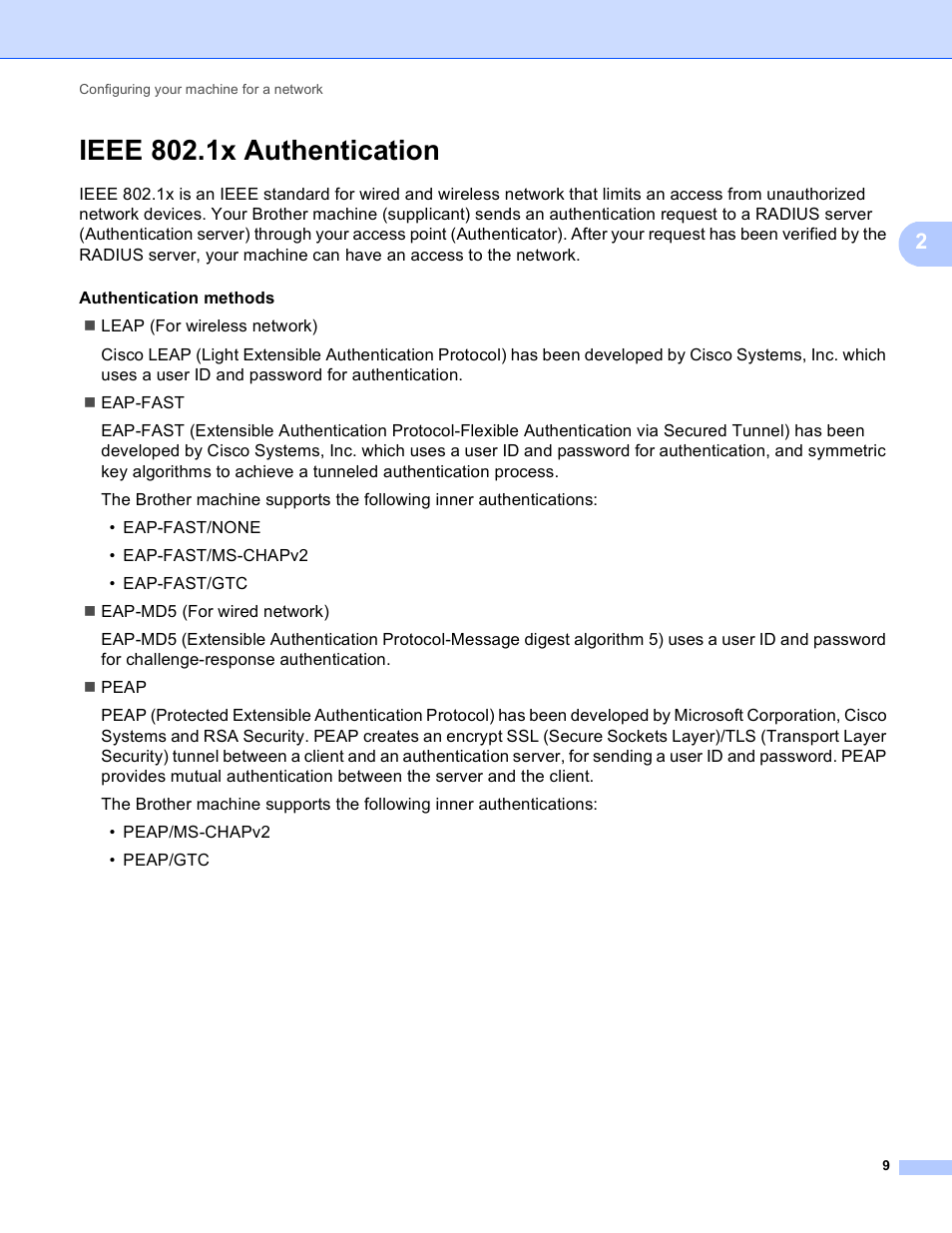 Ieee 802.1x authentication | Brother MFC 9970CDW User Manual | Page 144 / 163