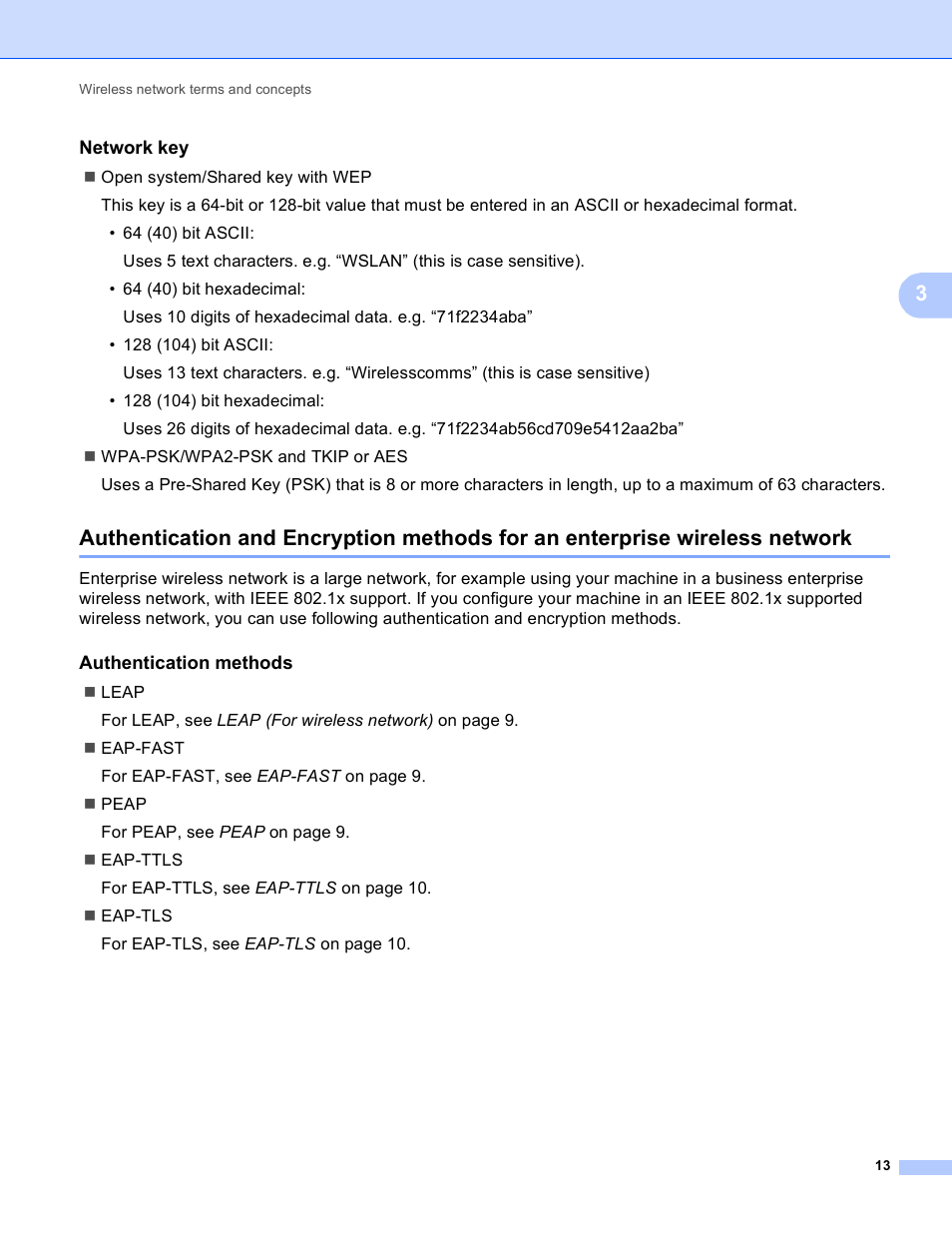 Network key, Authentication methods | Brother MFC 9970CDW User Manual | Page 148 / 163