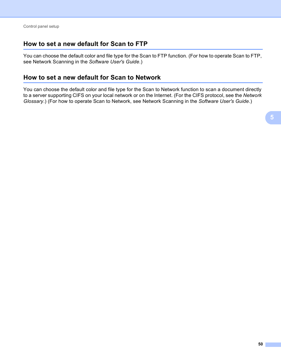 How to set a new default for scan to ftp, How to set a new default for scan to network, 5how to set a new default for scan to ftp | Brother MFC 9970CDW User Manual | Page 55 / 163