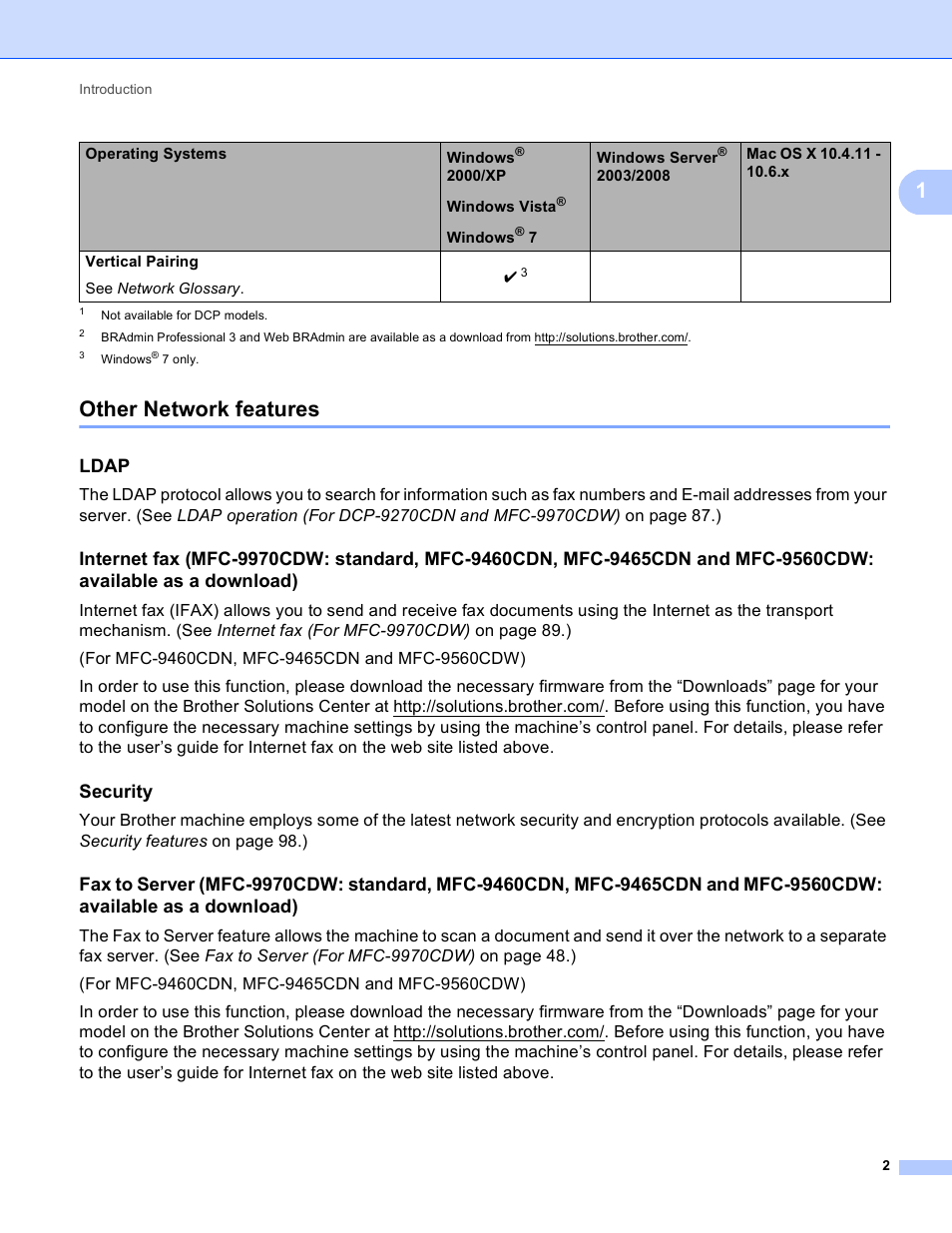 Other network features, Ldap, Security | Brother MFC 9970CDW User Manual | Page 7 / 163