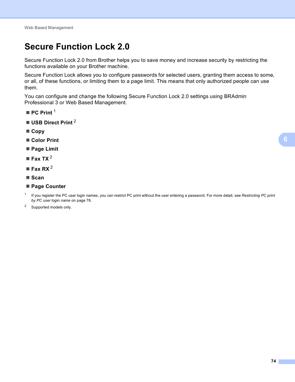 Secure function lock 2.0 | Brother MFC 9970CDW User Manual | Page 79 / 163