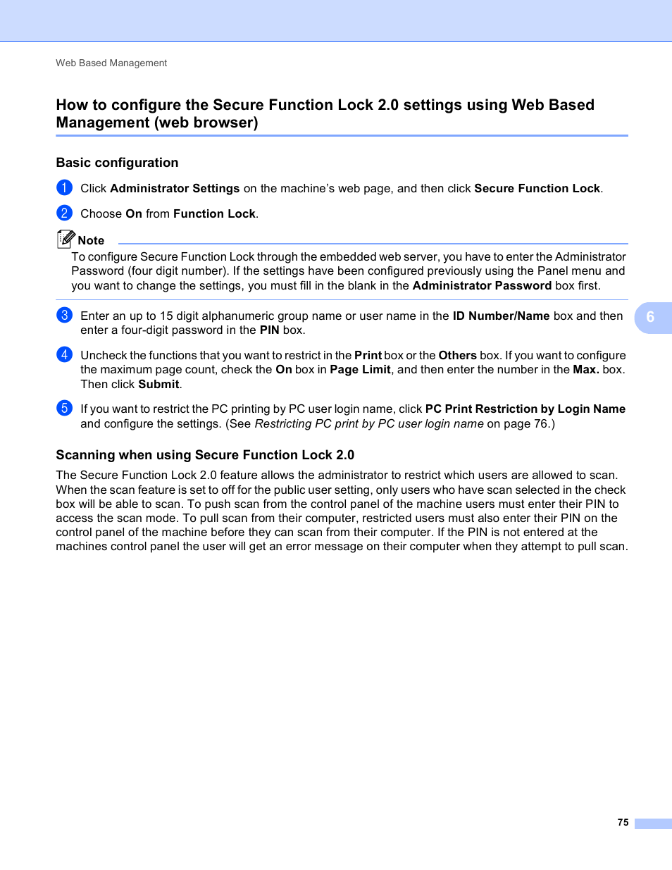 Basic configuration, Scanning when using secure function lock 2.0, Web browser) | Brother MFC 9970CDW User Manual | Page 80 / 163