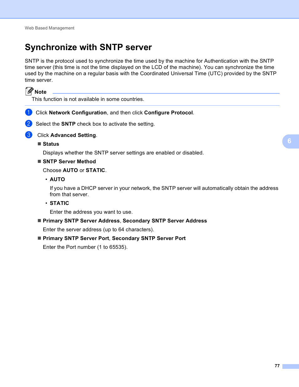 Synchronize with sntp server | Brother MFC 9970CDW User Manual | Page 82 / 163