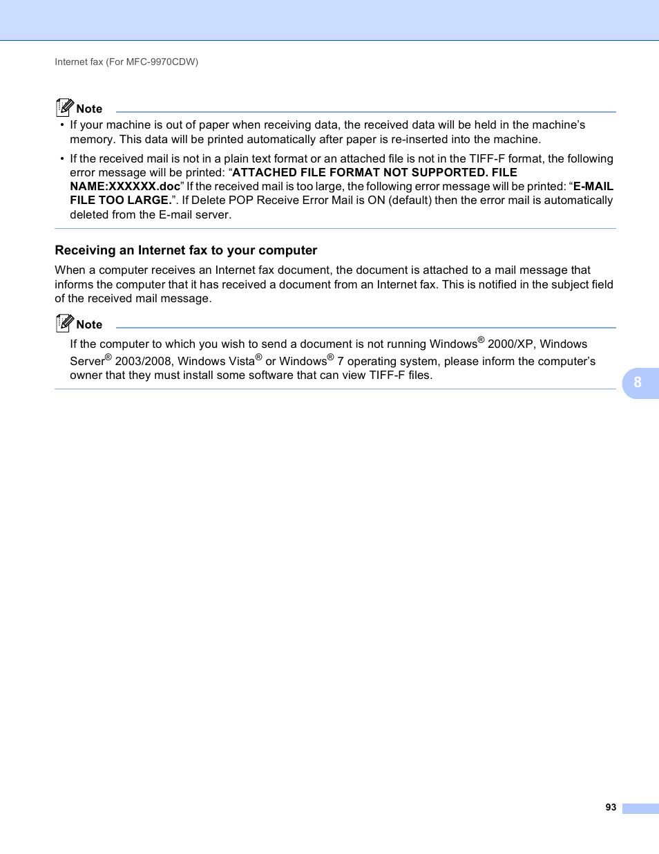 Receiving an internet fax to your computer | Brother MFC 9970CDW User Manual | Page 98 / 163