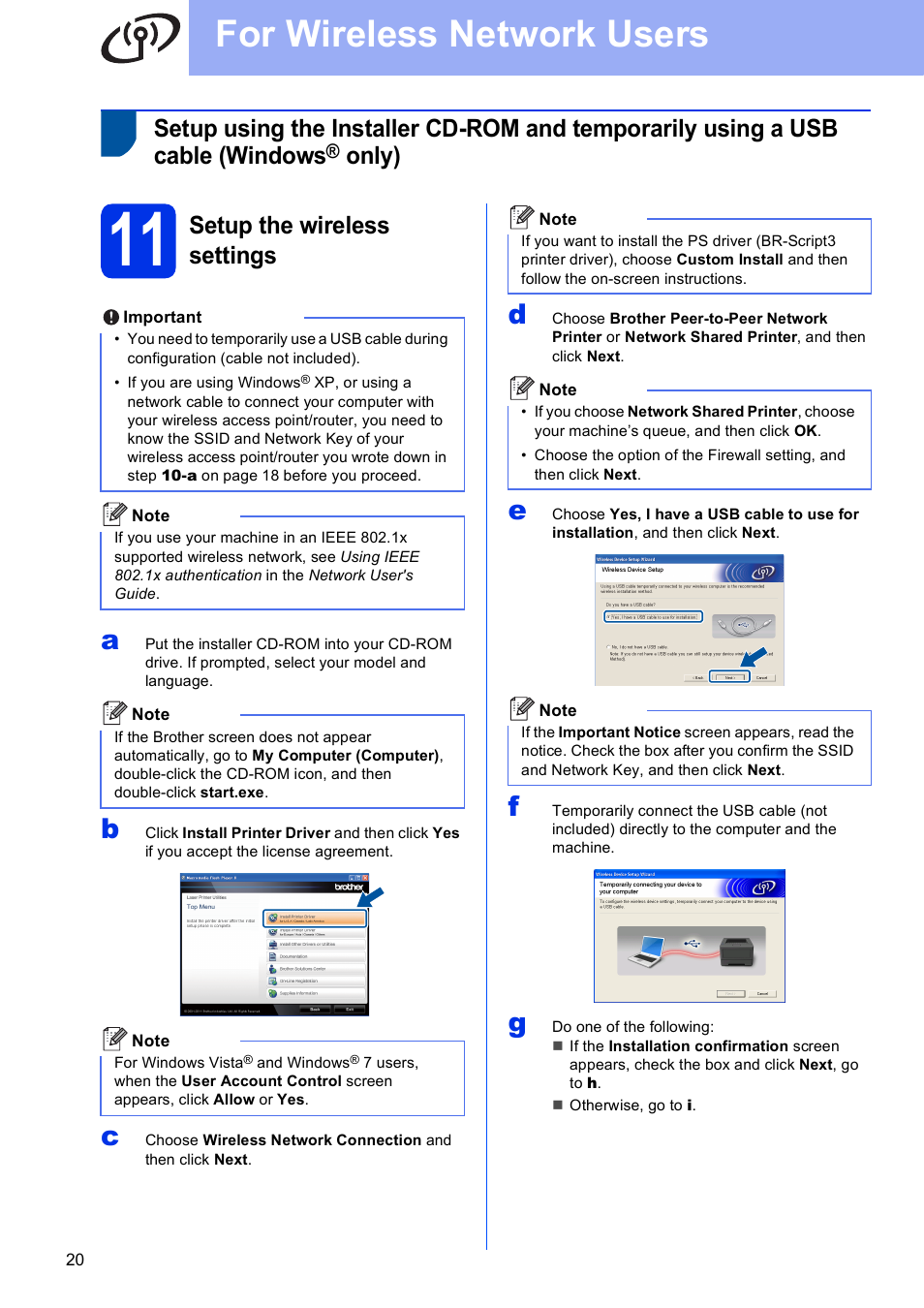 11 setup the wireless settings, For wireless network users, Only) | Setup the wireless settings | Brother HL-6180DW User Manual | Page 20 / 34