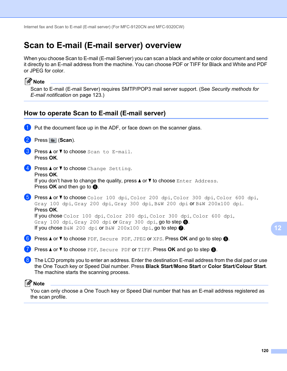 Scan to e-mail (e-mail server) overview, How to operate scan to e-mail (e-mail server) | Brother MFC-9320CW User Manual | Page 131 / 203