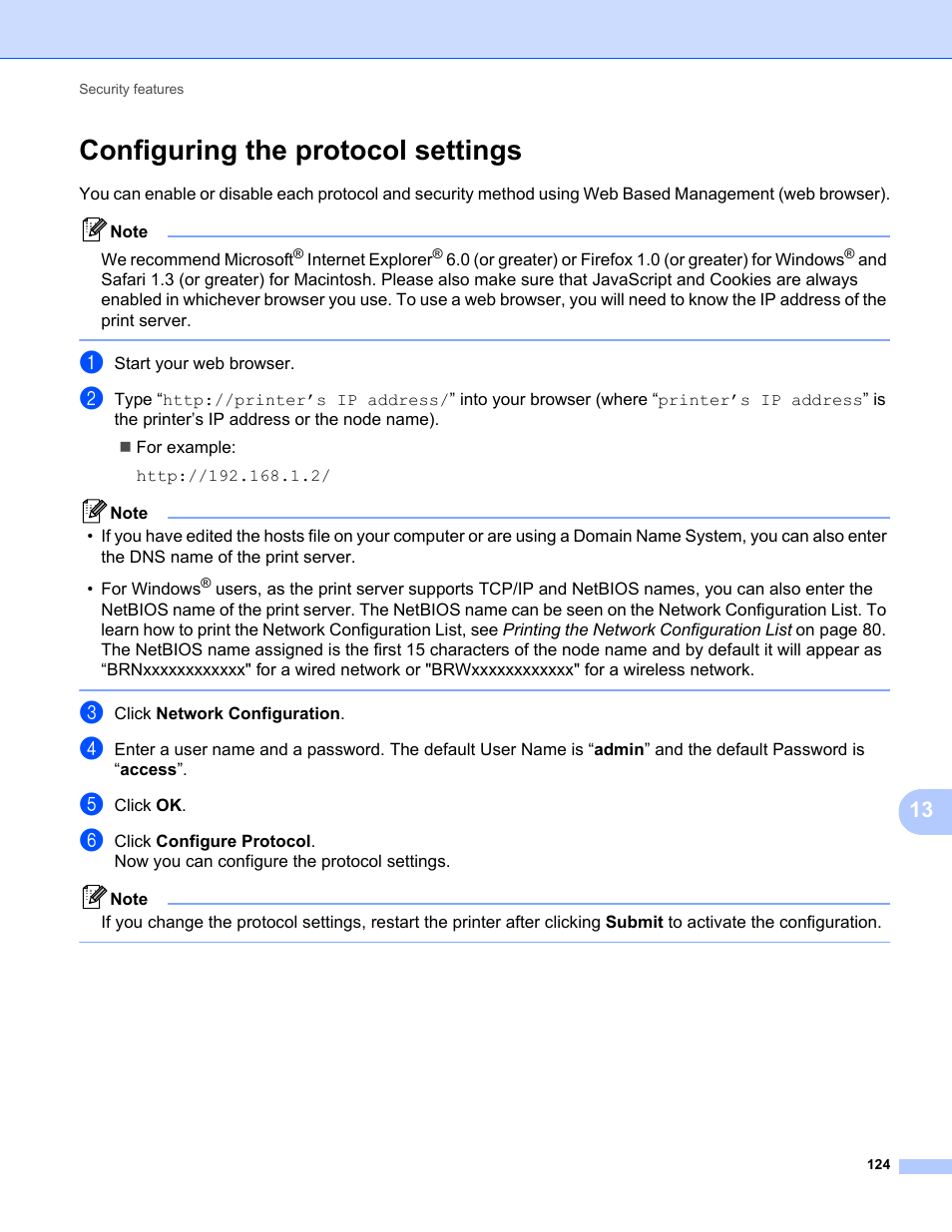 Configuring the protocol settings | Brother MFC-9320CW User Manual | Page 135 / 203