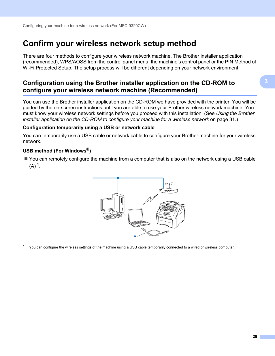 Confirm your wireless network setup method, Network machine (recommended) | Brother MFC-9320CW User Manual | Page 39 / 203