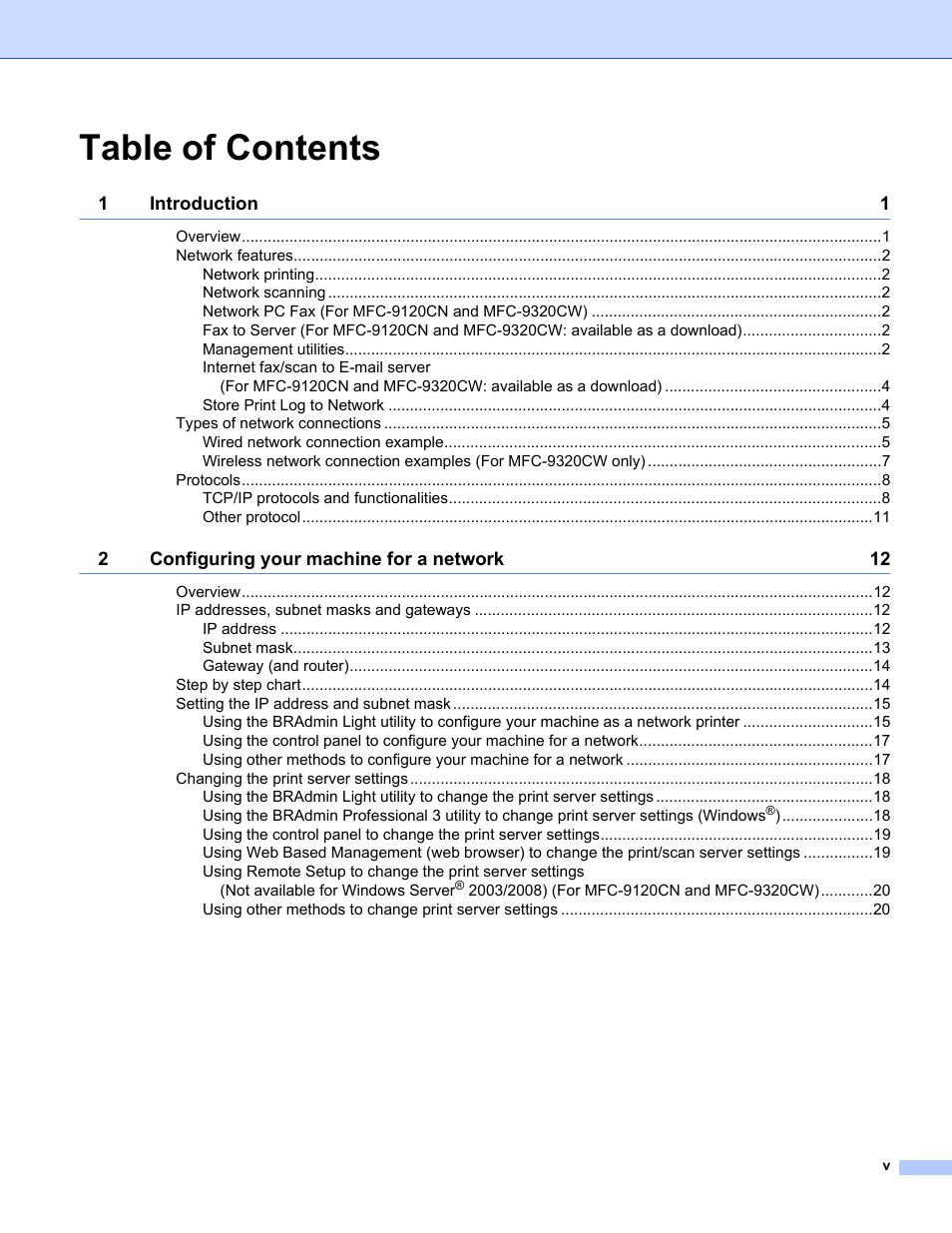 Brother MFC-9320CW User Manual | Page 6 / 203