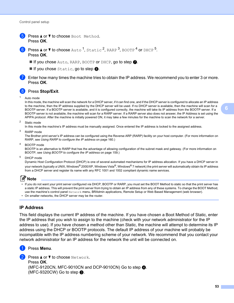 Ip address | Brother MFC-9320CW User Manual | Page 64 / 203