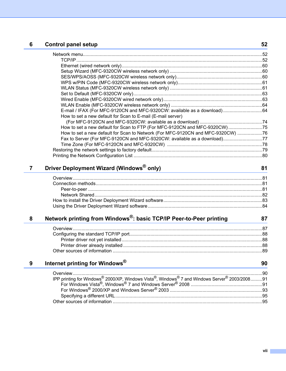 Brother MFC-9320CW User Manual | Page 8 / 203