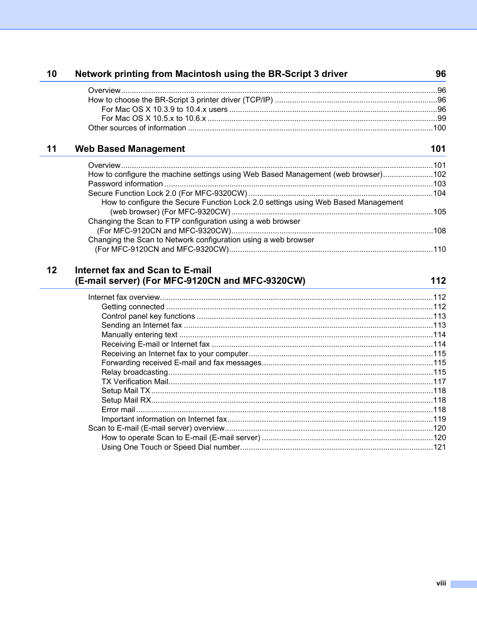 Brother MFC-9320CW User Manual | Page 9 / 203