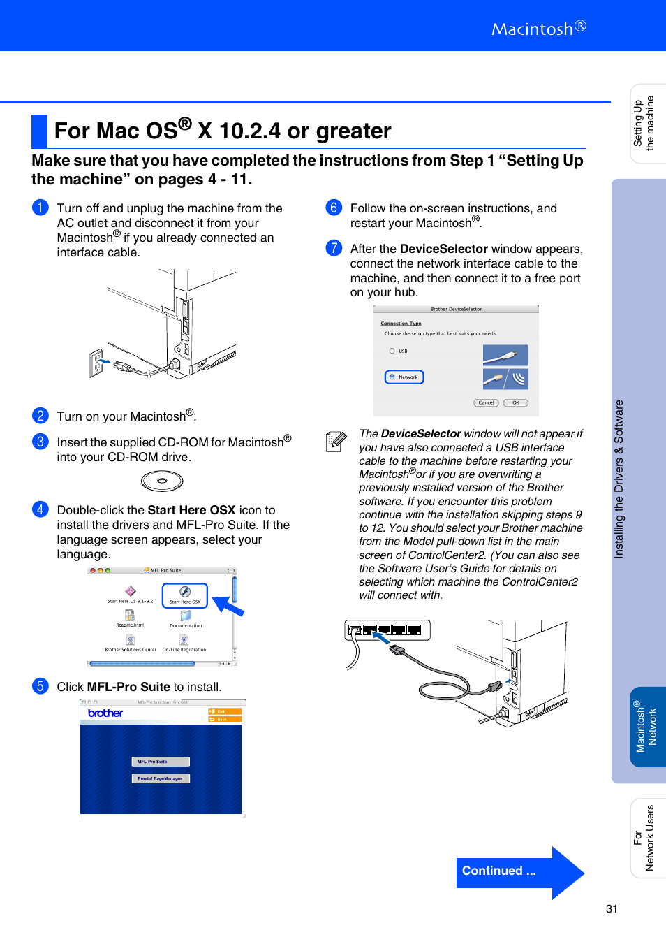 For mac os® x 10.2.4 or greater, For mac os, X 10.2.4 or greater | Brother MFC-9420CN User Manual | Page 33 / 40