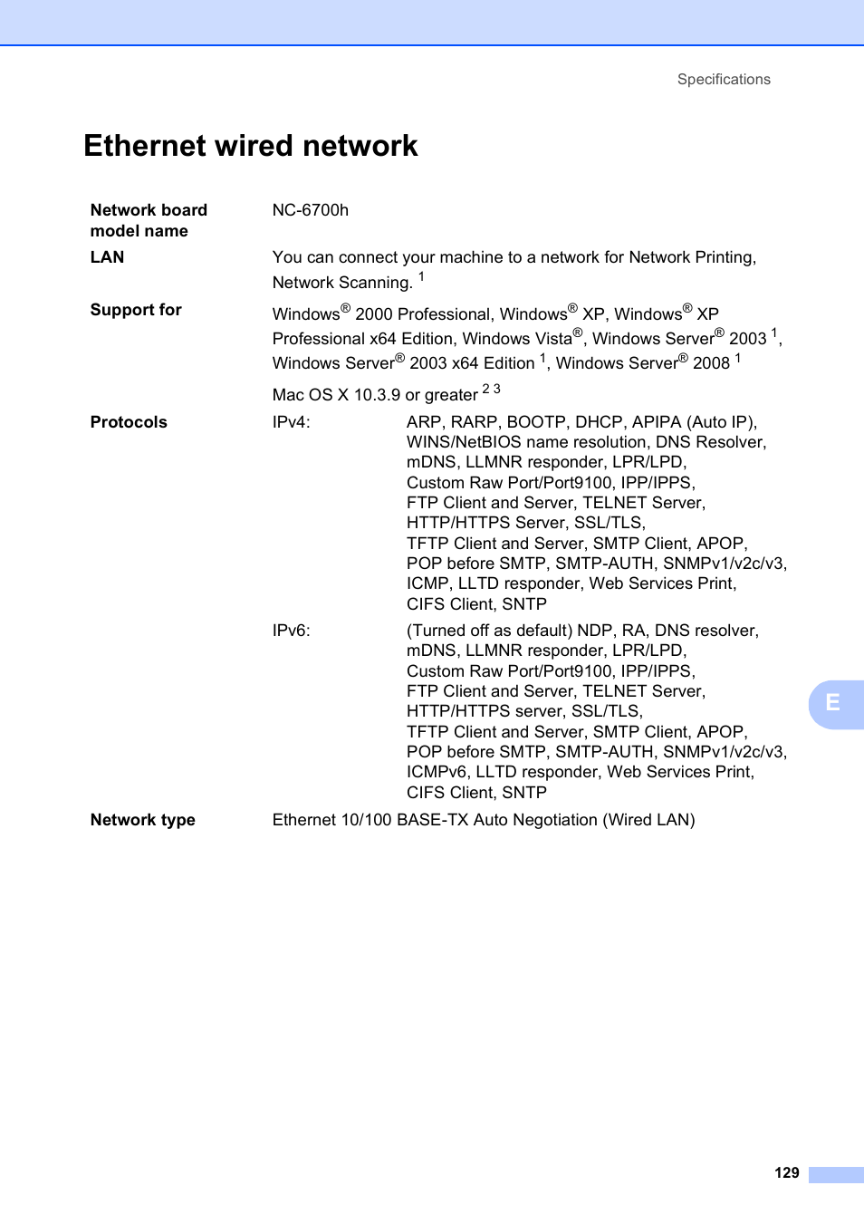 Ethernet wired network | Brother MFC-9010CN User Manual | Page 141 / 148