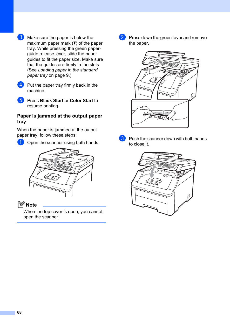 Paper is jammed at the output paper tray | Brother MFC-9010CN User Manual | Page 80 / 148