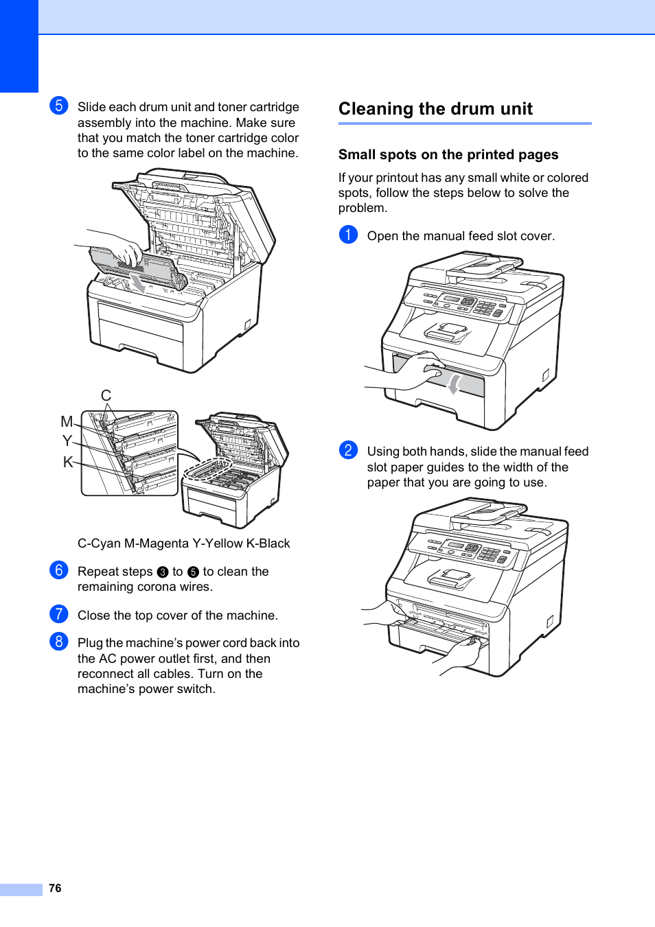 Cleaning the drum unit, Ky m c | Brother MFC-9010CN User Manual | Page 88 / 148