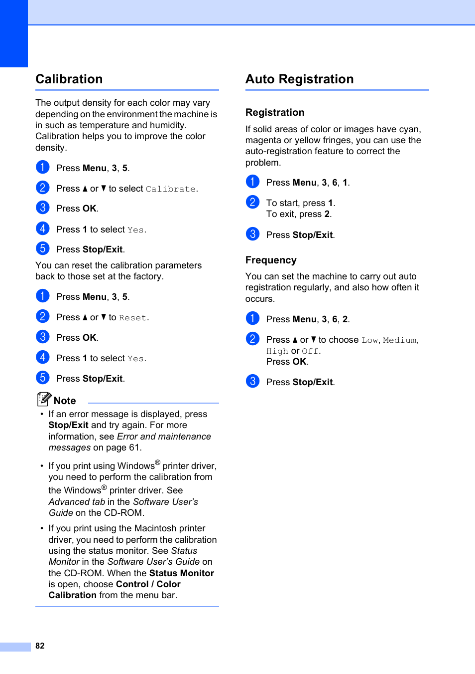 Calibration, Auto registration, Calibration auto registration | Brother MFC-9010CN User Manual | Page 94 / 148