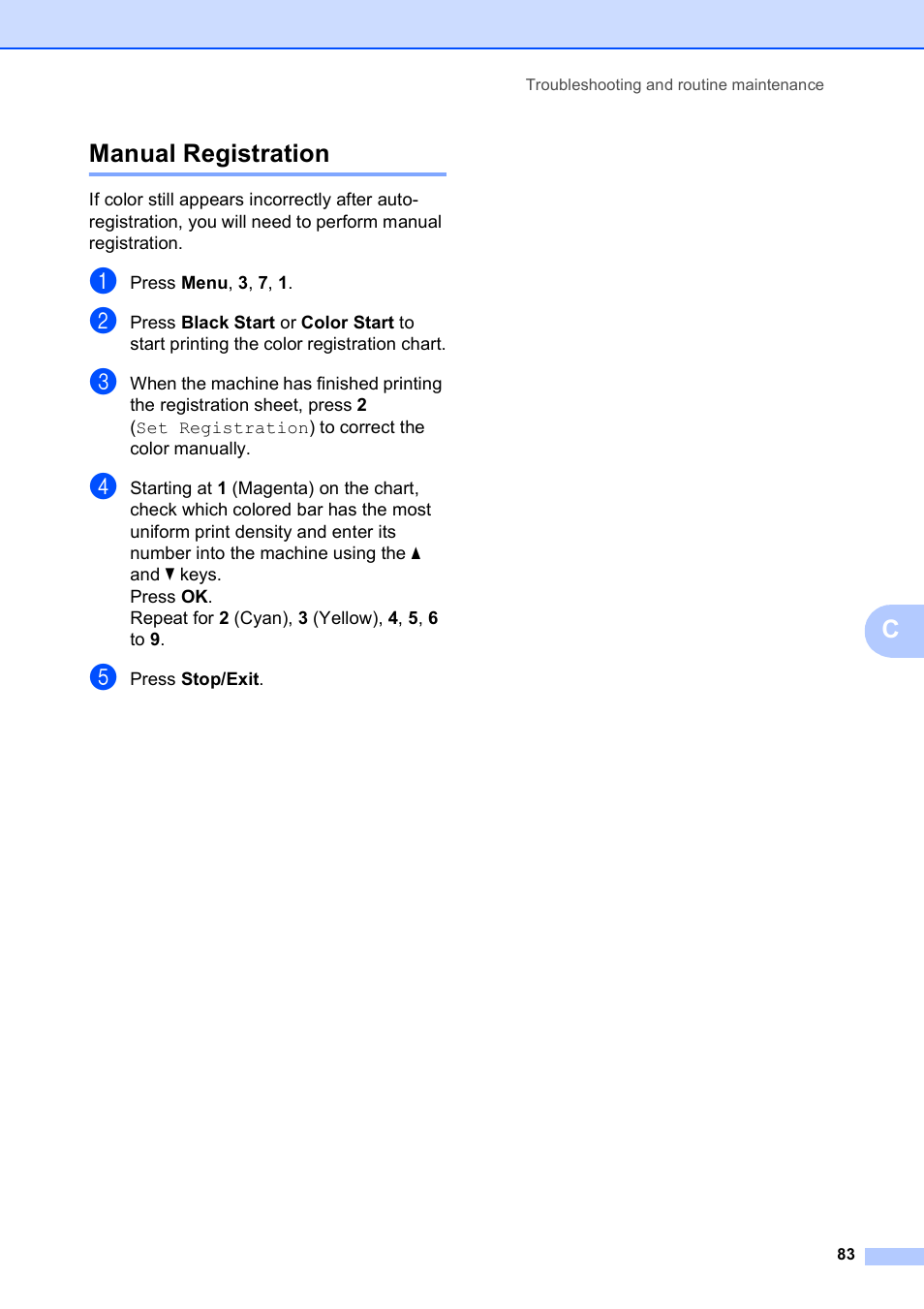 Manual registration, Cmanual registration | Brother MFC-9010CN User Manual | Page 95 / 148