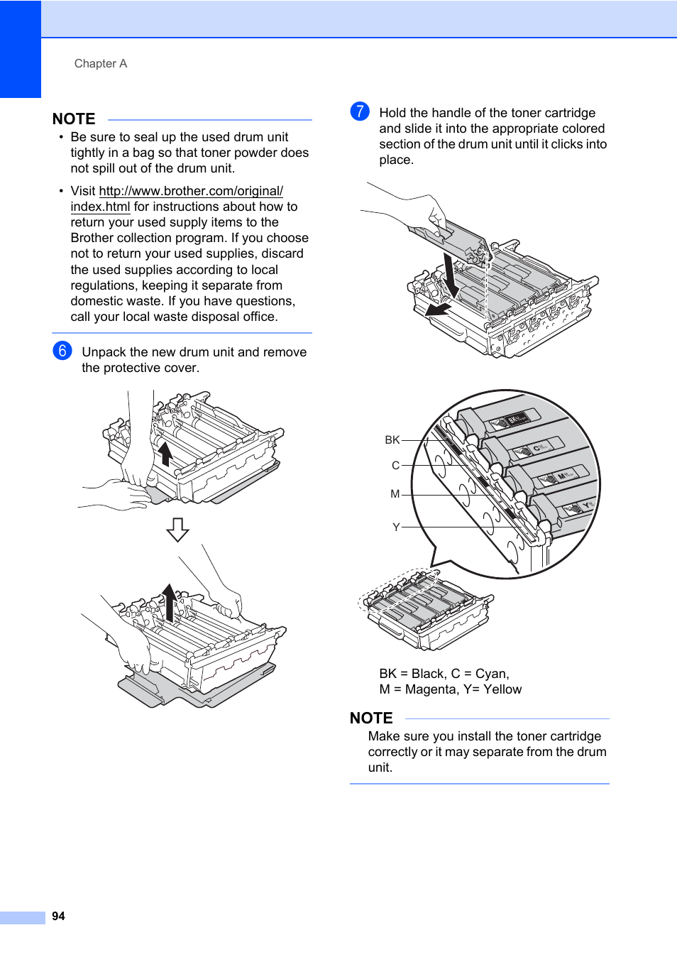Bk = black, c = cyan, m = magenta, y= yellow | Brother MFC-L8600CDW User Manual | Page 106 / 243