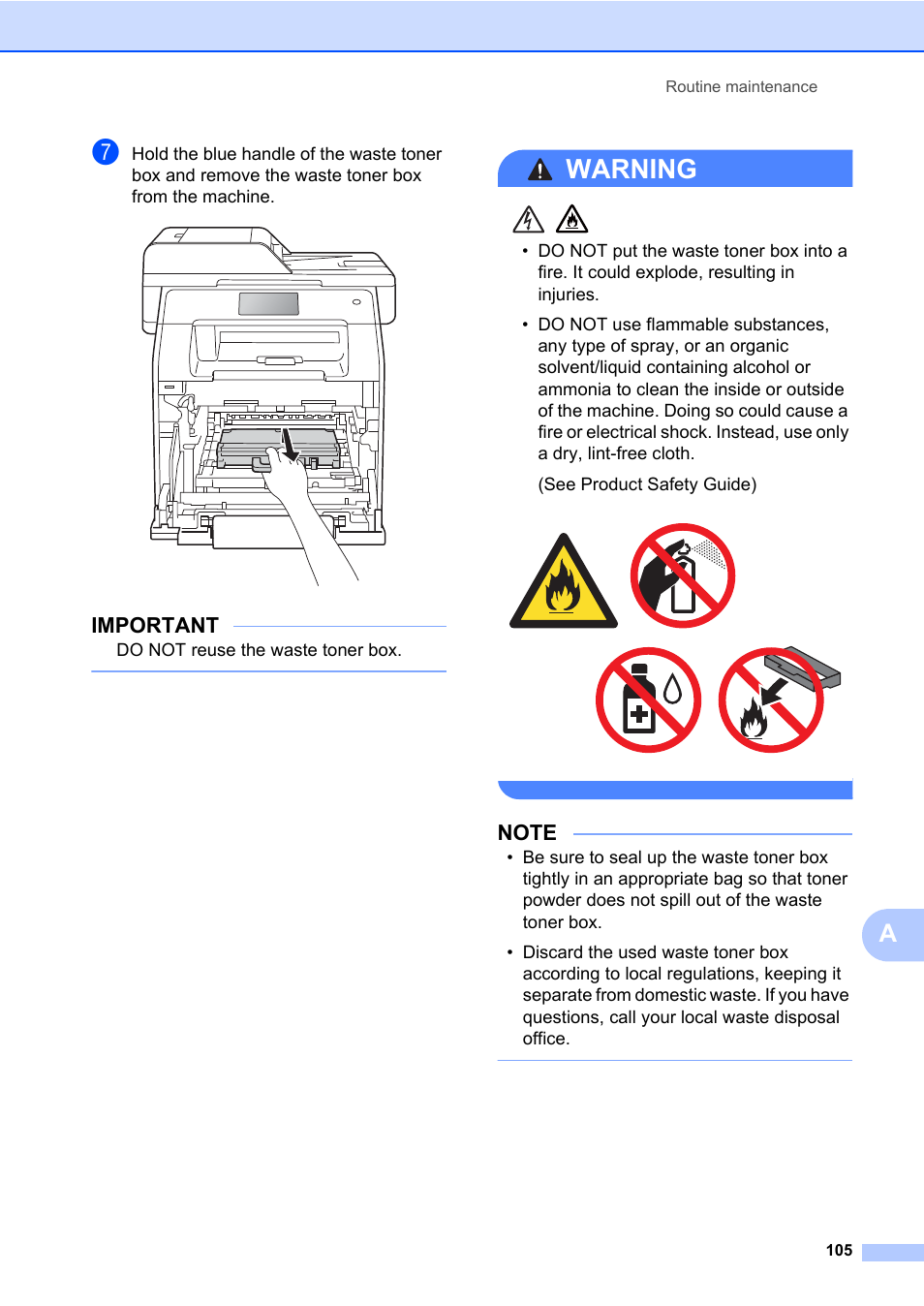 Warning, Important | Brother MFC-L8600CDW User Manual | Page 117 / 243