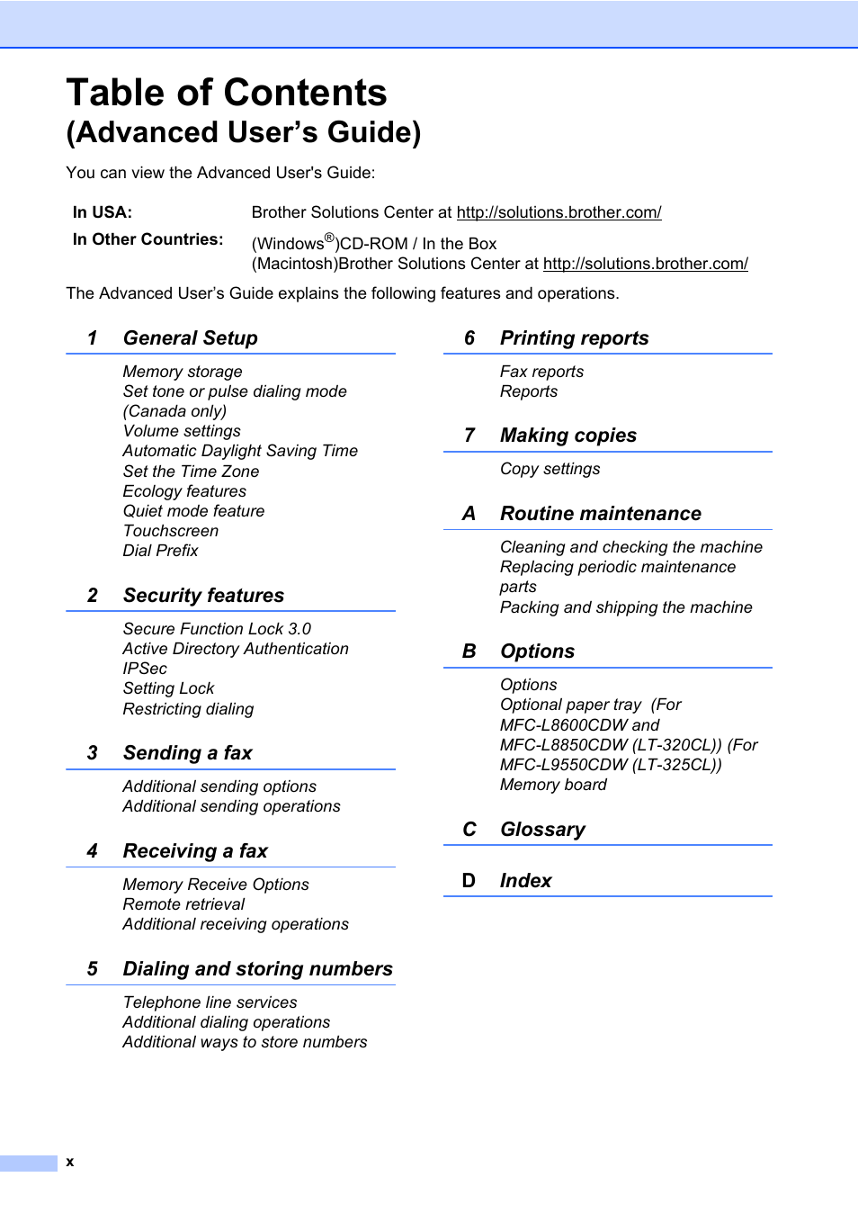 Brother MFC-L8600CDW User Manual | Page 12 / 243