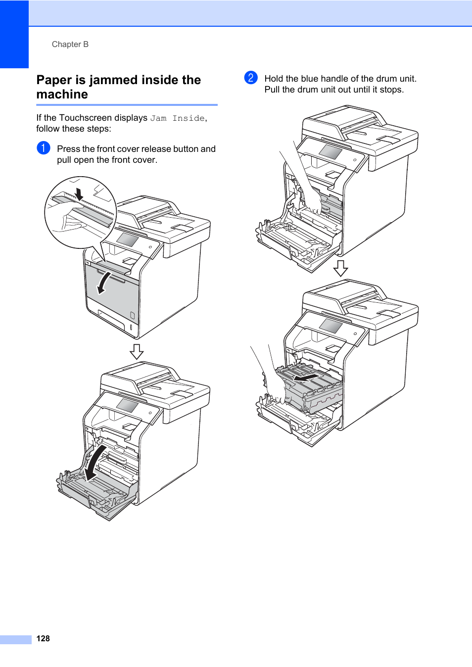 Paper is jammed inside the machine | Brother MFC-L8600CDW User Manual | Page 140 / 243