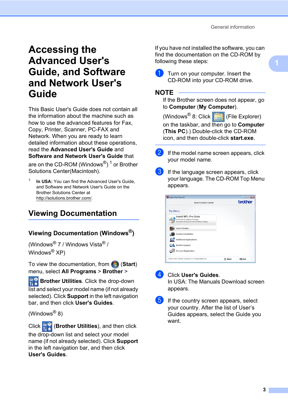 Viewing documentation, Viewing documentation (windows®) | Brother MFC-L8600CDW User Manual | Page 15 / 243