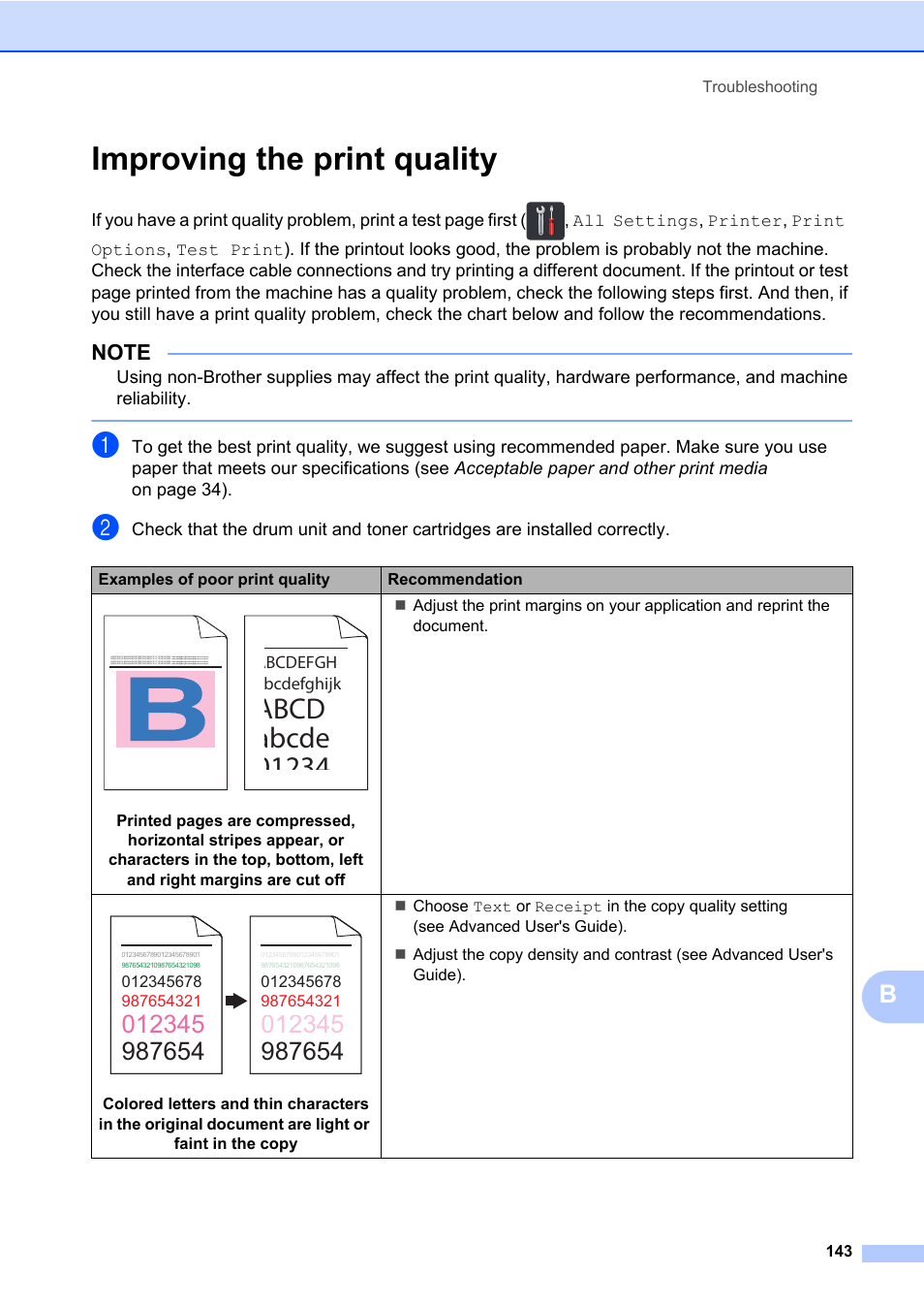 Improving the print quality | Brother MFC-L8600CDW User Manual | Page 155 / 243