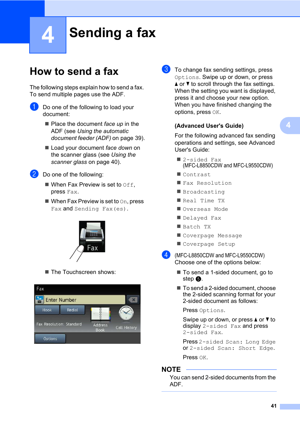 4 sending a fax, How to send a fax, Sending a fax | Brother MFC-L8600CDW User Manual | Page 53 / 243