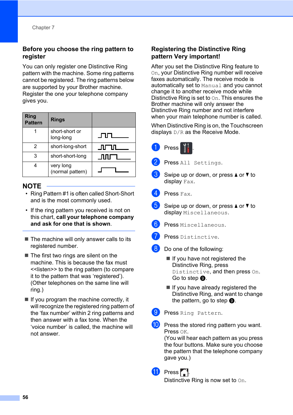 Before you choose the ring pattern to register | Brother MFC-L8600CDW User Manual | Page 68 / 243