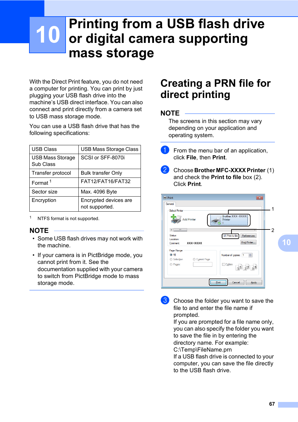 Creating a prn file for direct printing | Brother MFC-L8600CDW User Manual | Page 79 / 243