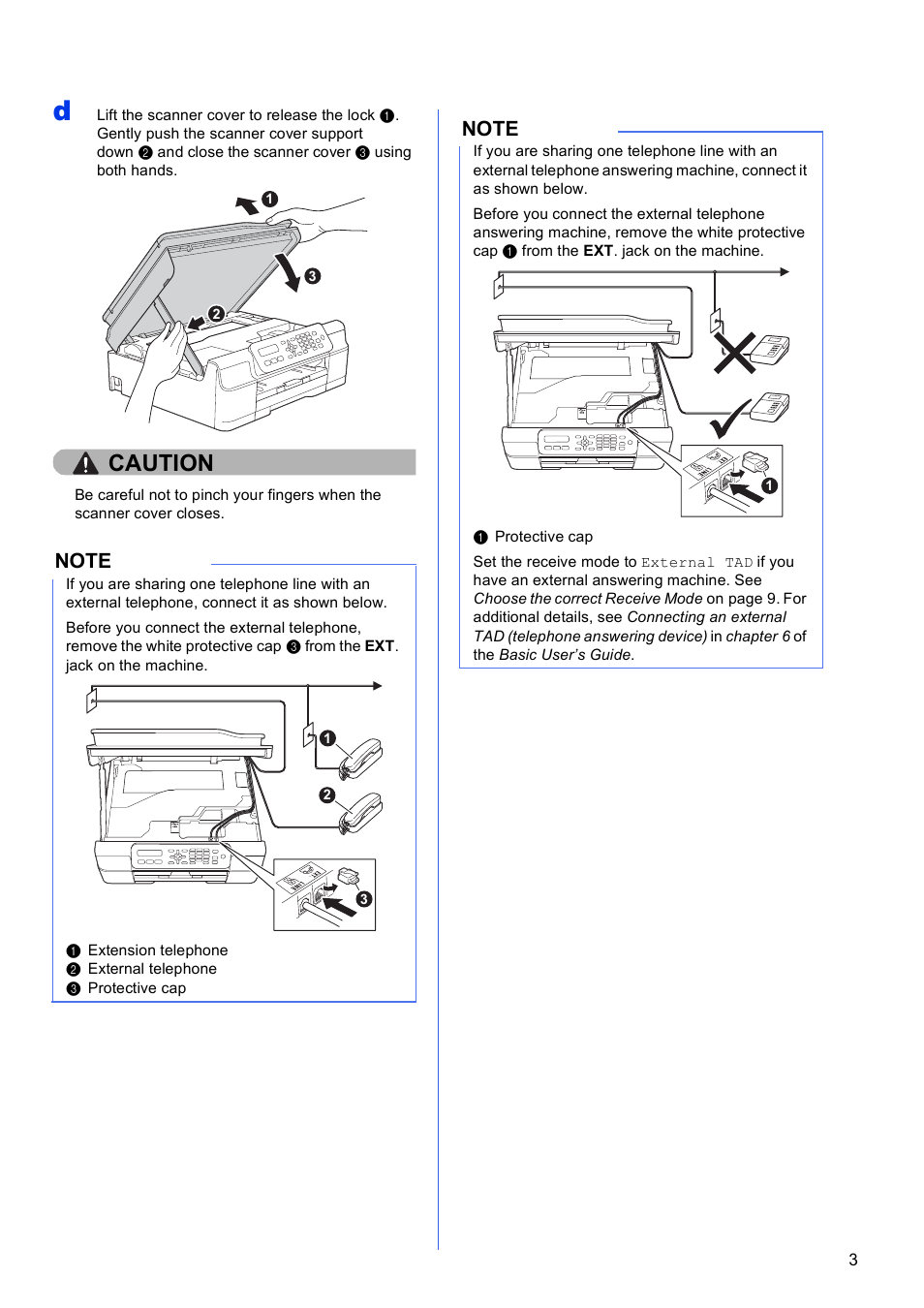 Caution | Brother MFC-J245 User Manual | Page 3 / 20