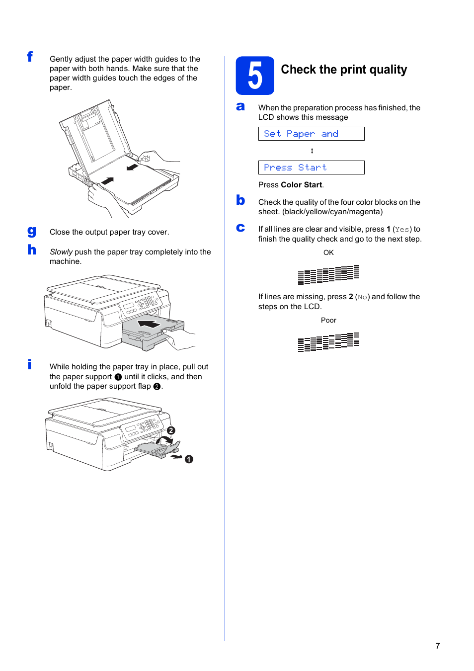 5 check the print quality, Check the print quality | Brother MFC-J245 User Manual | Page 7 / 20