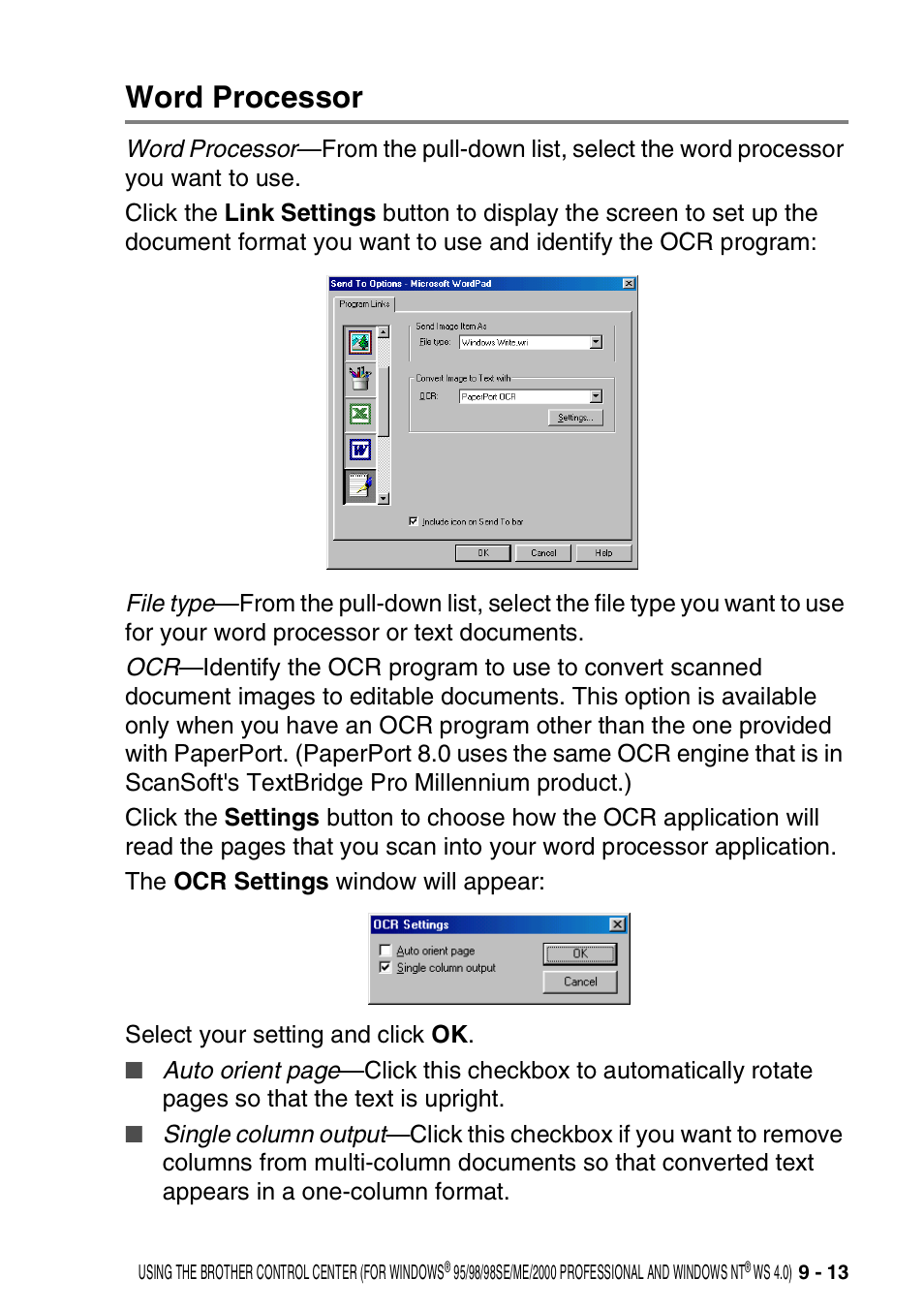 Word processor, Word processor -13 | Brother DCP-8020 User Manual | Page 153 / 282