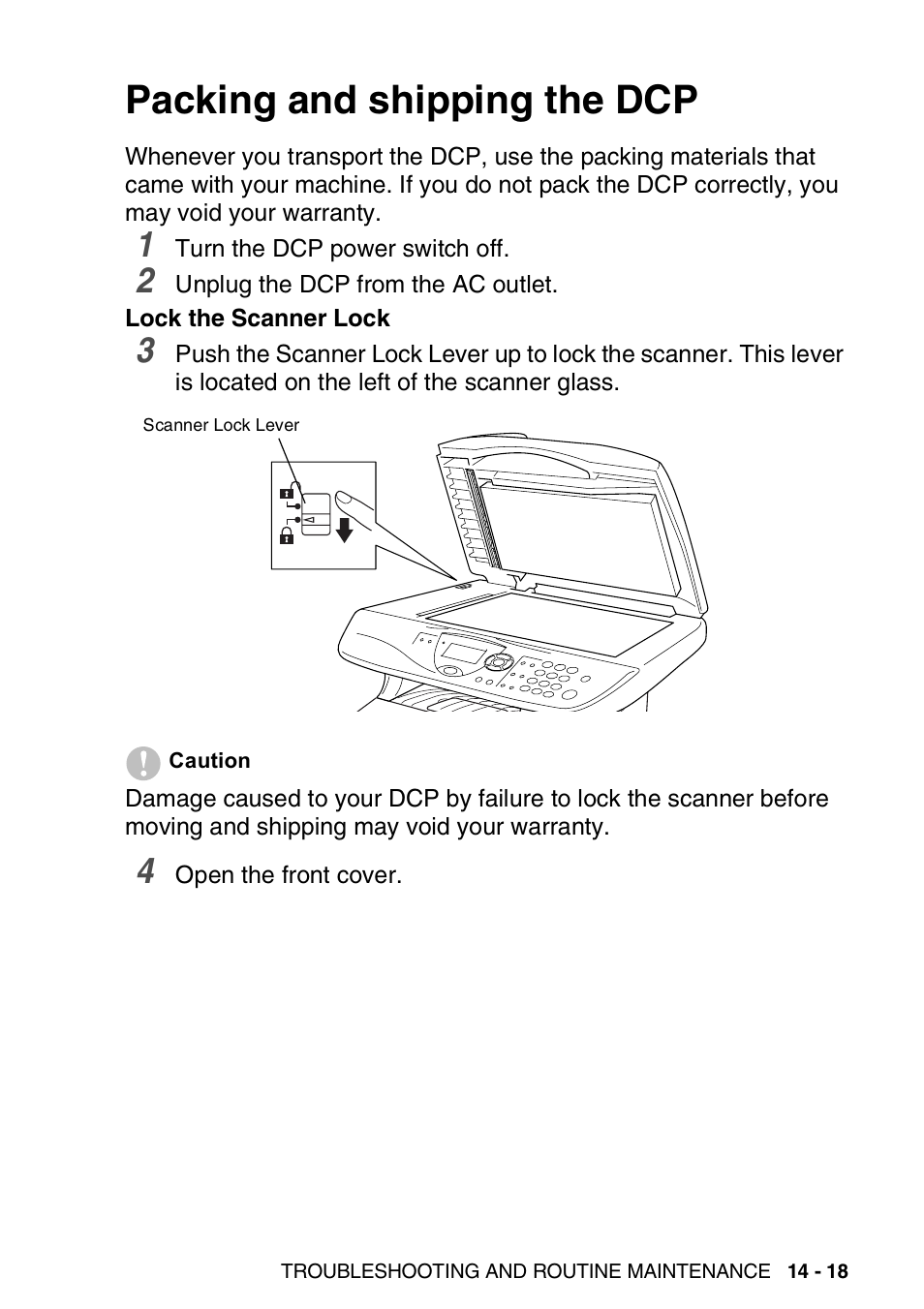 Packing and shipping the dcp, Packing and shipping the dcp -18 | Brother DCP-8020 User Manual | Page 243 / 282