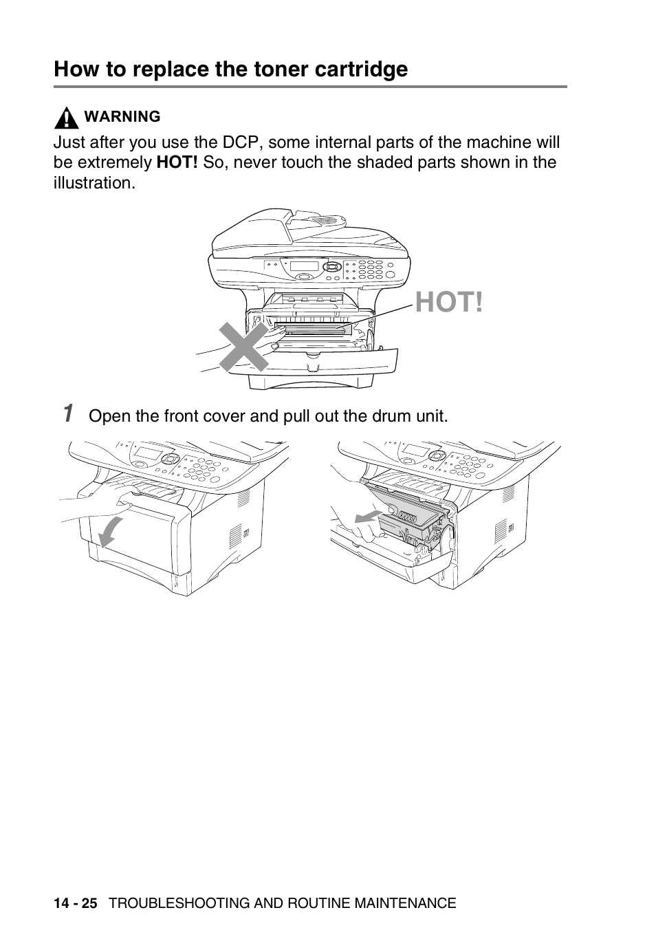 How to replace the toner cartridge, How to replace the toner cartridge -25 | Brother DCP-8020 User Manual | Page 250 / 282