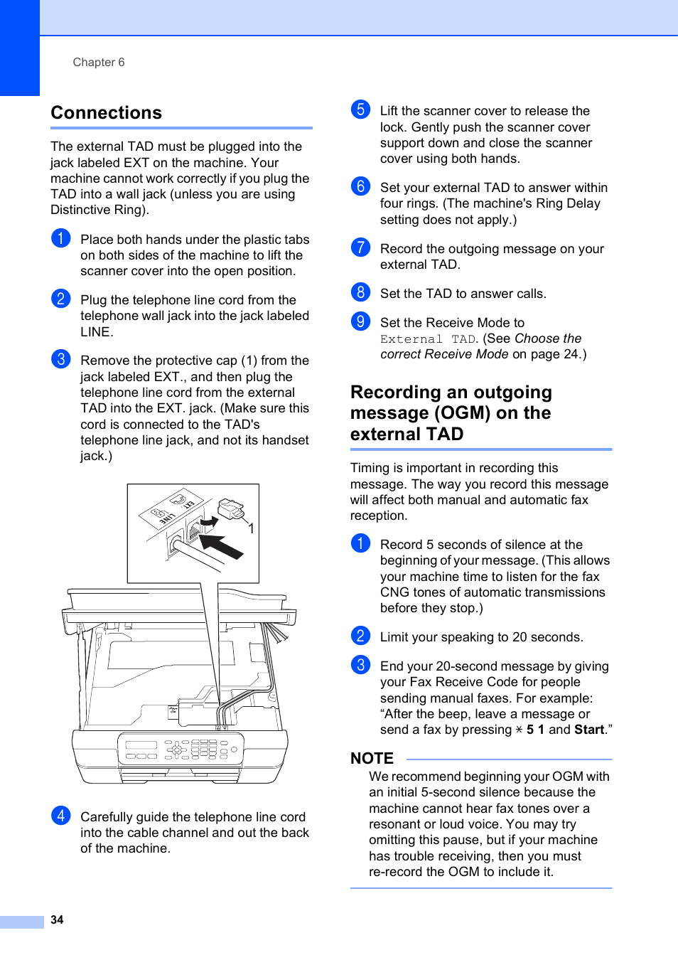 Connections | Brother MFC-J245 User Manual | Page 46 / 131