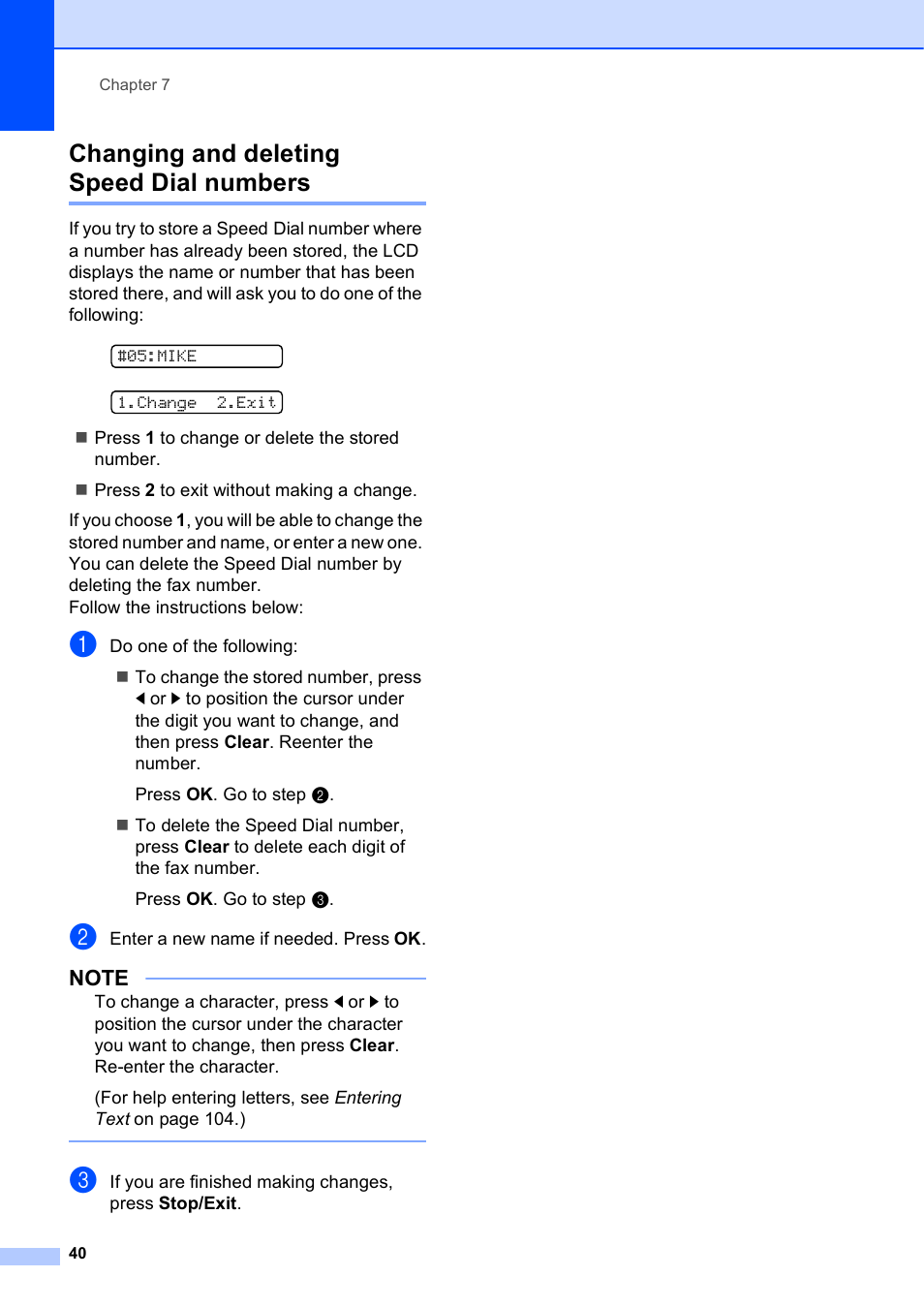 Changing and deleting speed dial numbers | Brother MFC-J245 User Manual | Page 52 / 131